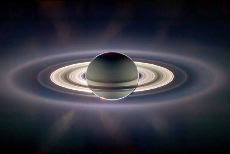 Backlight of Saturn and its rings taken by Cassini in 2006