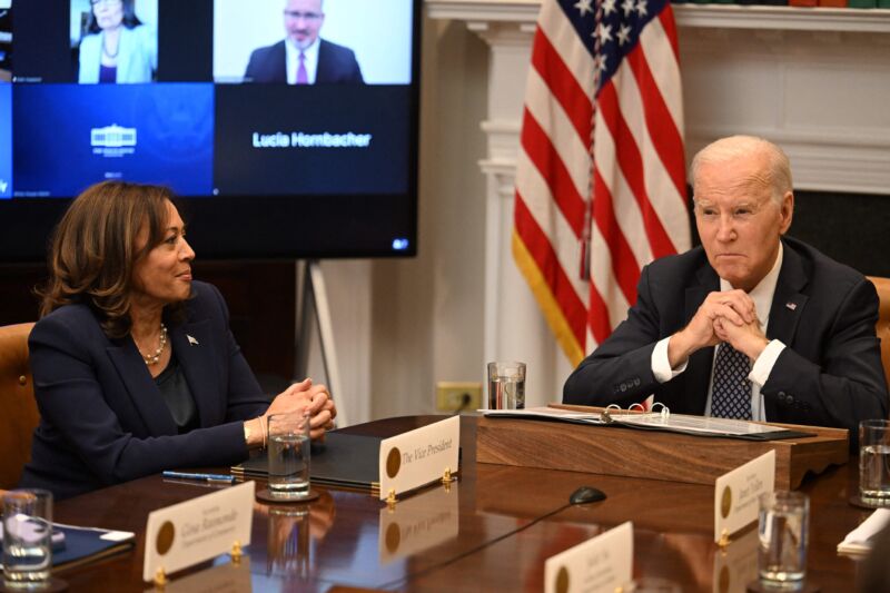 US President Joe Biden and Vice President Kamala Harris meet with the Investing in America Cabinet.