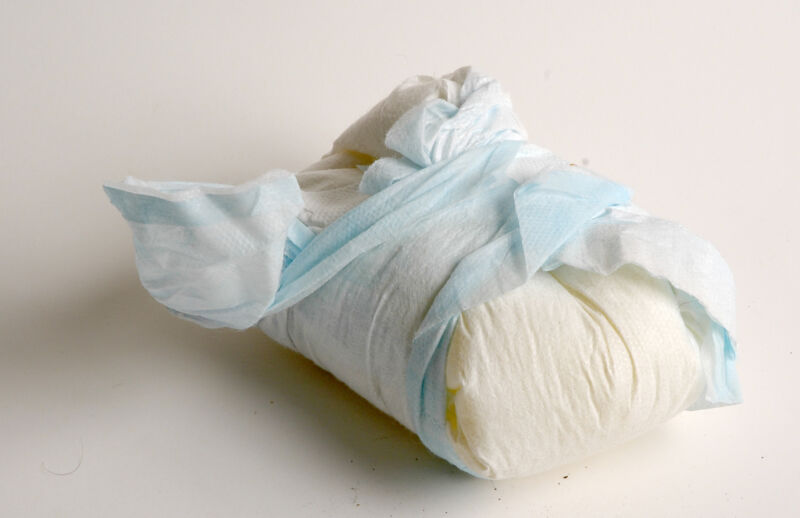 Image of a diaper folded for disposal.