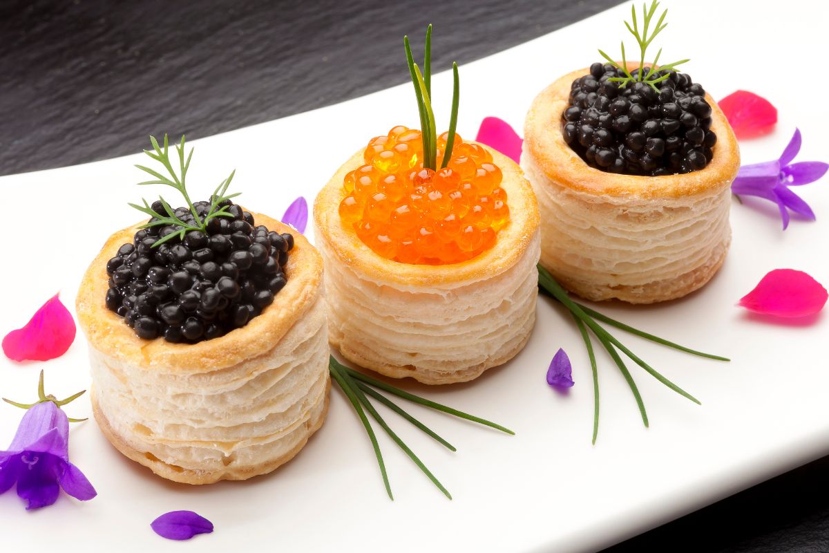 Red caviar and black caviar