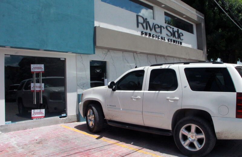 One of the medical clinics suspended by the Mexican health authorities on May 19, 2023 in Matamoros, Tamaulipas, Mexico. 