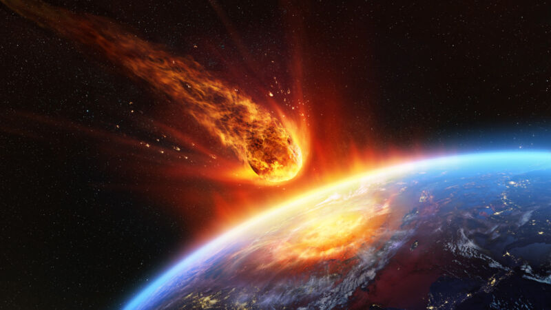 This artist's impression of an asteroid hurtling toward Earth wasn't AI-generated, so it's not banished from nature.