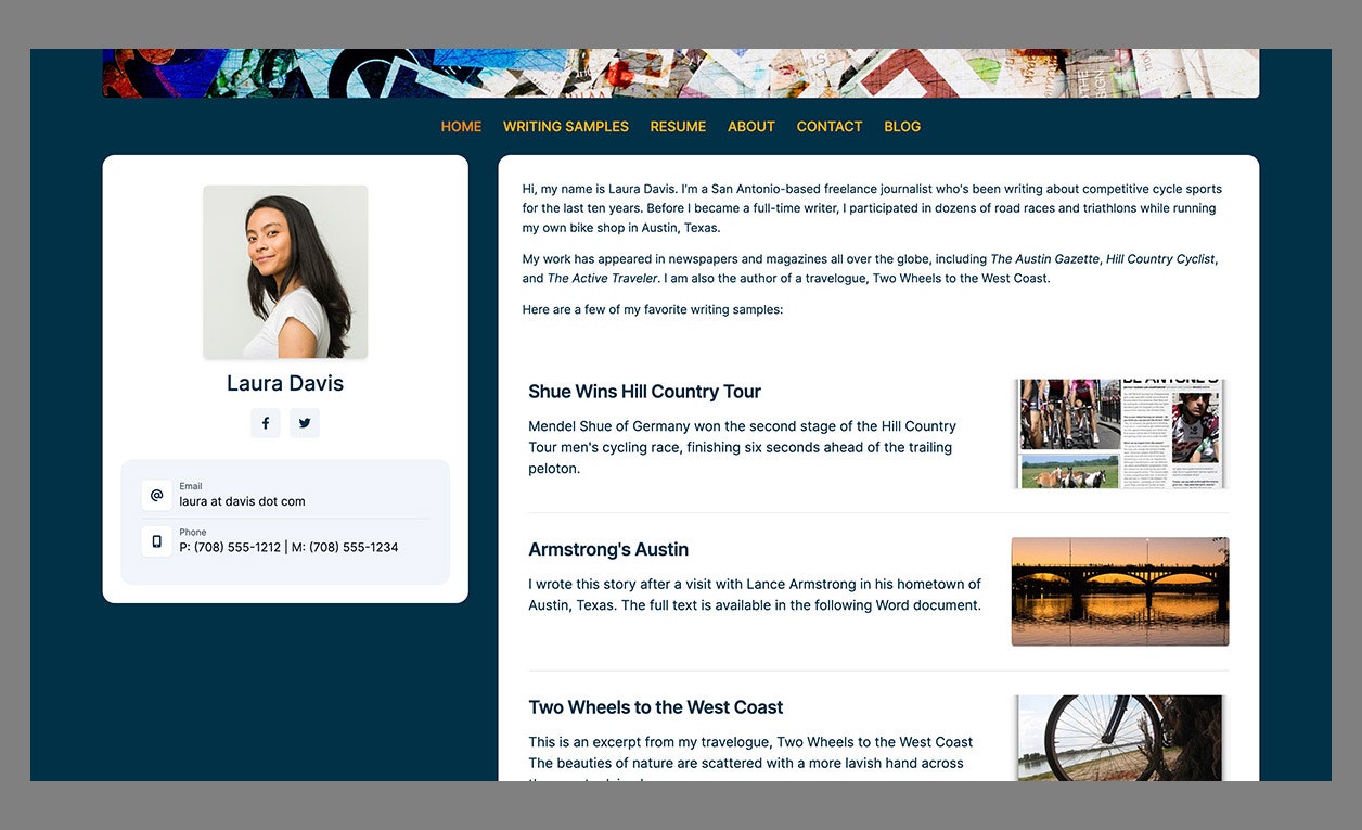 Screenshot of the Writer's Residence site