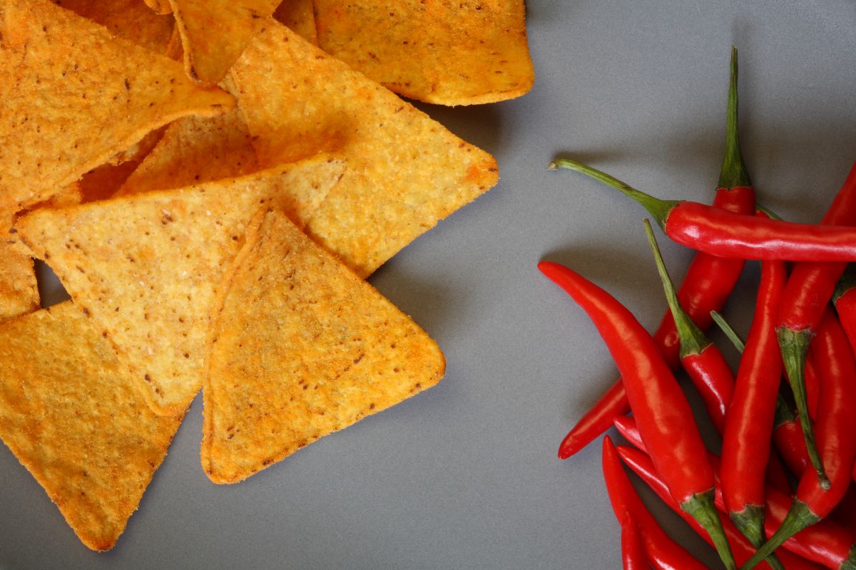 Chili peppers with tortilla chips