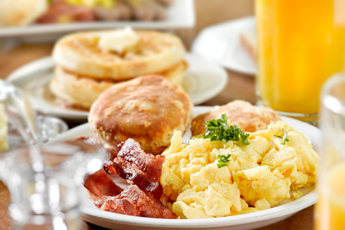 Breakfast served on a plate