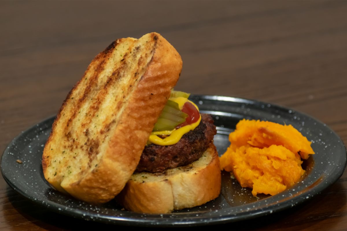 Grilled hamburger on Texas toast